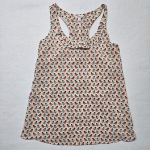 Candies Sleeveless Ruffle Tank Top Tiny Birds Orange Cream Size Small